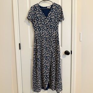 Madewell Navy Floral Midi Dress
